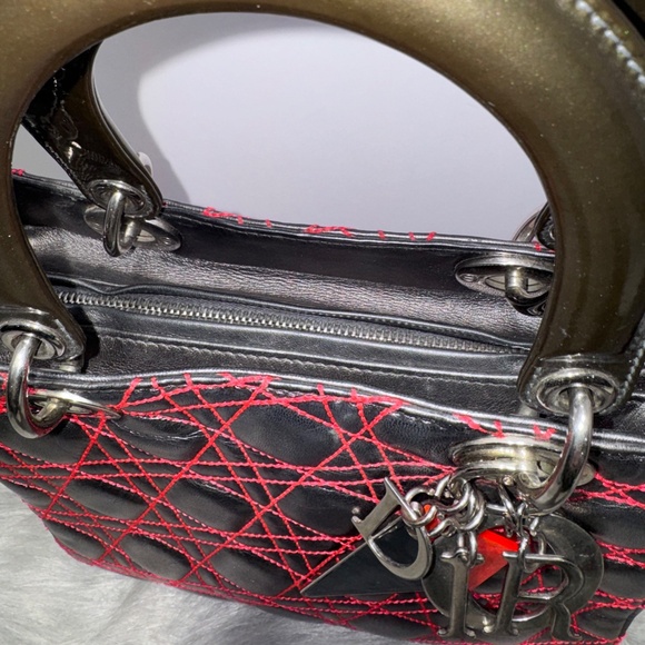 Christian Dior Cannage two-Way Handbag with Pink Stitching~Pre-Loved - Picture 5 of 16